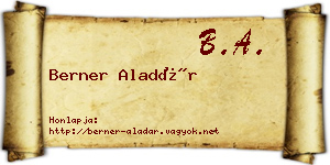 Berner Aladár névjegykártya